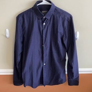 ZARA MAN navy blue and white collared button down